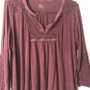 CATO-Stone Wash Burgundy Top/Blouse-Size Large NWT